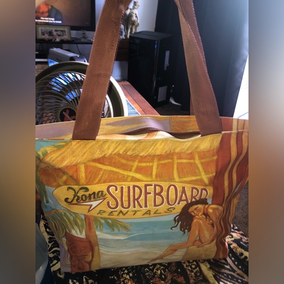 kona surboard rentals Handbags - Kona Surfboard Rentals Hawaiian Shoulder Canvas Tote Bag